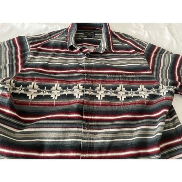 Woolrich Southwestern Aztec Print 100% cotton long sleeve striped flannel SZ XXL - Picture 8 of 8